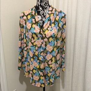 JM Collection Floral Blouse - Pink, Blue, Yellow